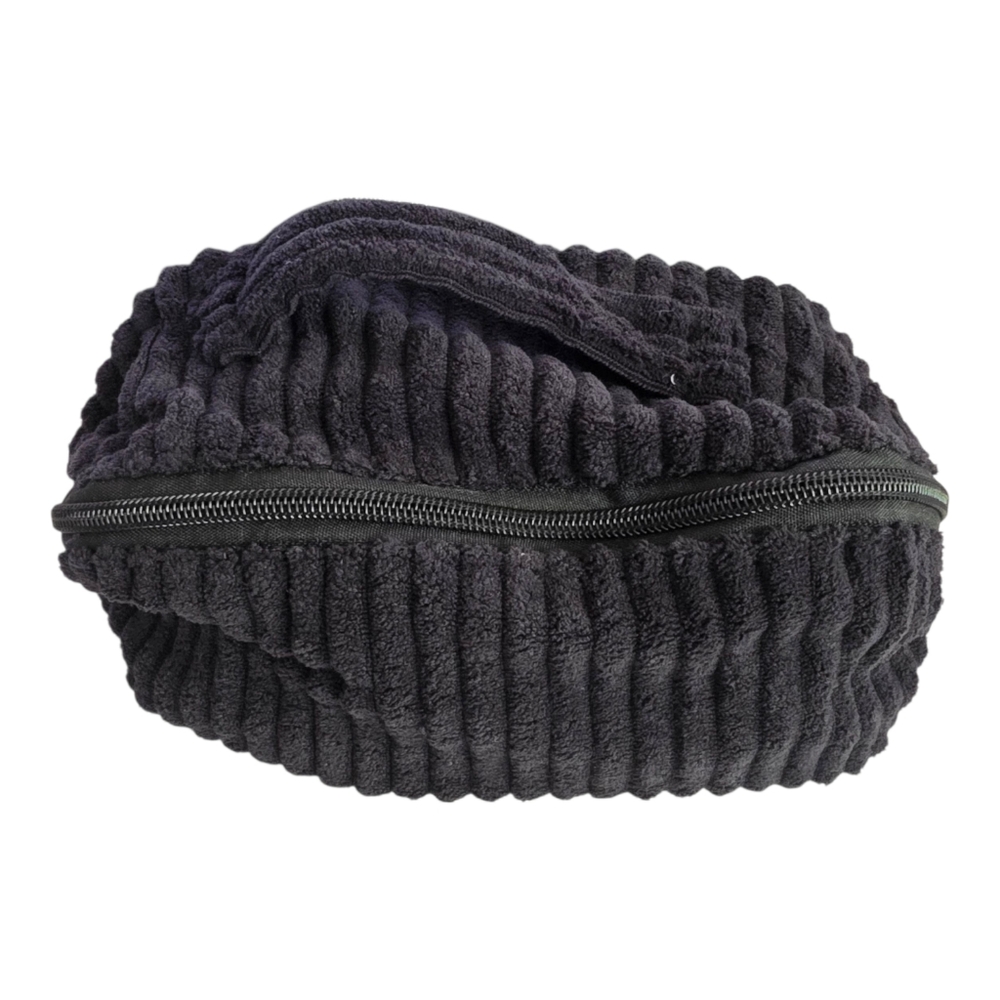 Cosmetic Bag Women's Mint Black Plush Top Handle Zippered Closure Compartments